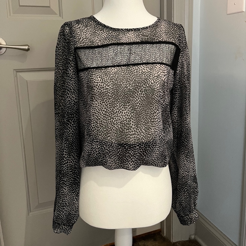 Lola brand sheer leopard print blouse XS